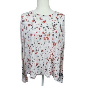 Gilda Midani 100% Slubbed Cotton T-Shirt Long Sleeves Paint Splatter Artsy Small